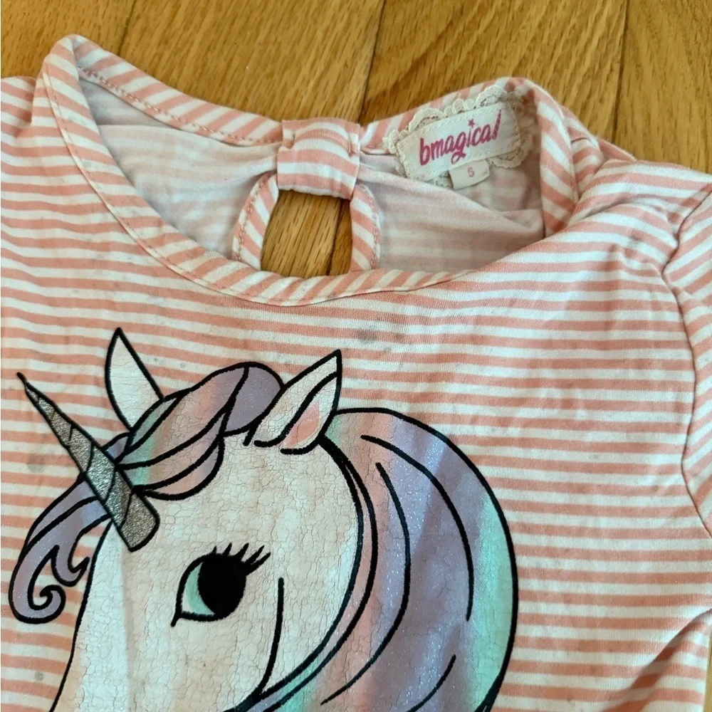 🦄Unicorn Striped Pink and Multicolor Tulle Dress